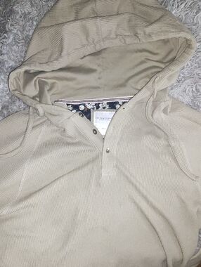 Denim & Flower Men's Light Beige Hooded Waffle Knit Pullover